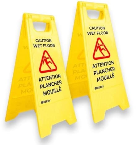 Lot de 2 panneaux d'avertissement de sol glissant en plastique - Panneau d'avertissement de sol glissant pliable - Type A - Pour entreprises, restaurants