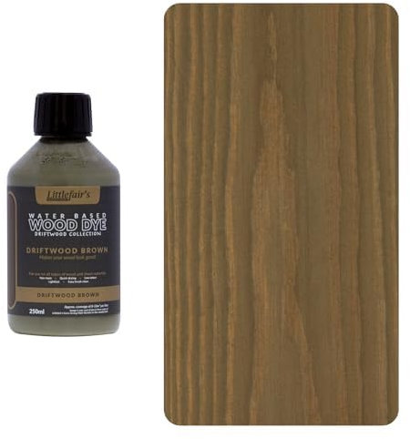 Littlefair's Holzlasur 250ml - Holzlasur Innen - Holz Lasur Für Natürliche Holzmaserung - Wasserbasierte Wood Stain - Schnell Trocknend & Umweltfreundlich - Farbe: Treibholzbraun