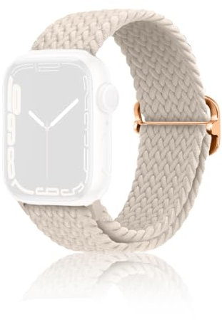 UYVPAER Trenzada Correas Compatibles con Watch Correa 38mm 40mm 41mm, Correas de Reemplazo Estirables Elásticos, Mujer Hombres, Blanco Estrella