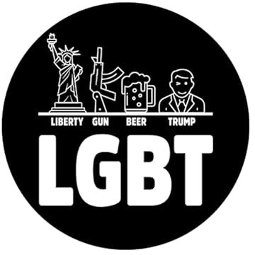 Sammys Shirt Store LGBT - Liberty, Gun, Beer, Trump Aufnäher 8 cm