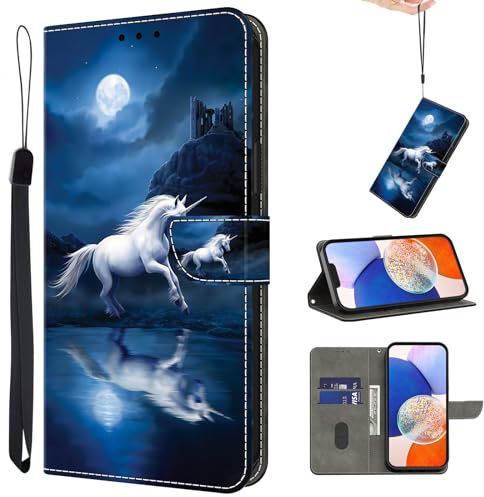 TUOLISG Case for iPhone 16 6.1 Inch phone case, Flip Wallet Design Magnetic Closure Cover Case with Card Slot and Stand Function for iPhone 16, White Horse