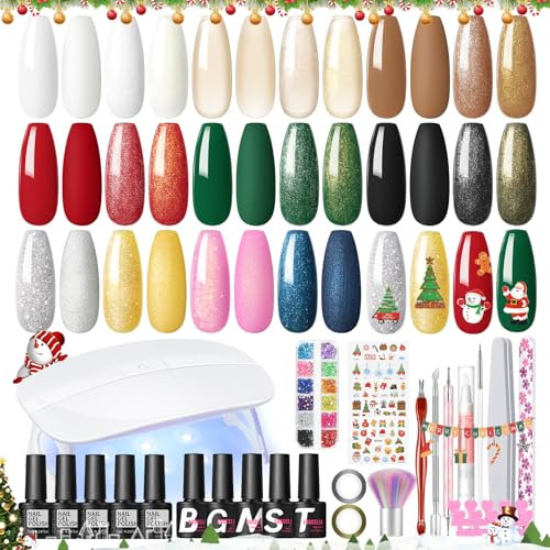 COSCELIA Kit Semipermanente Unghie, Kit Unghie Gel Completo 10 Colori e Lampada per Unghie con Base Top Coat Adesivi Nail Art Strumenti Manicure Completi Regali per Donne
