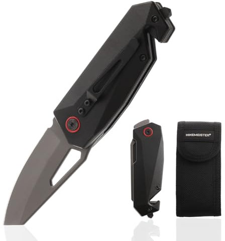 HikeMeister® Klappmesser I Scharfes Taschenmesser I Einhandmesser - Klappmesser I Jagdmesser I Schnitzmesser I Outdoor & Survival Messer mit Edelstahlklinge & Aluminiumgehäuse I für Arbeit Camping