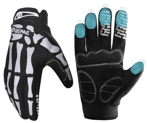 TRIWONDER Fahrradhandschuhe Warme Winterhandschuhe rutschfeste und Winddichte Halloween Touchscreenhandschuhe Sporthandschuhe Laufhandschuhe für Männer Frauen Kinder (Weiß reflektierend, XL)