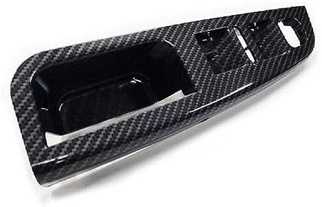 QASULER Poignée de maintien latérale en Fiber de carbone interrupteur de porte fenêtre panneau de commande capots de bordure cadre, for Jetta, MK5, for Golf, 5 2005-2009 Garniture du bouton de fenêtre