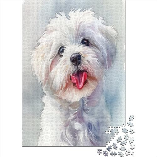 Maltese Dog Jigsaw Puzzles for Adults 1000 Piece Puzzles for Adults Educational Challenge 1000 Pieces Puzzles for Adults 1000pcs (75x50cm)