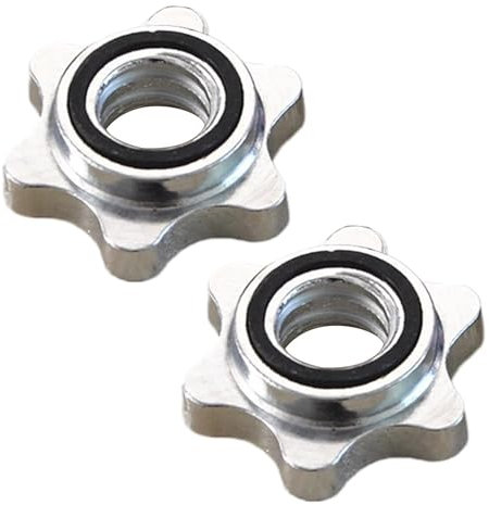 Barbell Clip 2X Collars Dumbbell Hex Nut, Weight Bar Clamps for 1 Inch Barbell, Iron Barbell Locking Collars for Weight Lifting, Secure Weight Bar Clamps for Home Gym