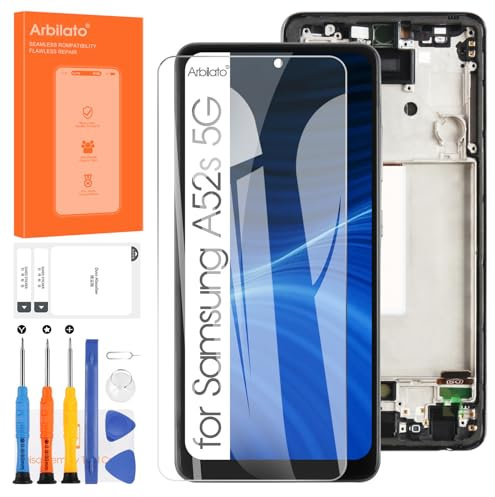 Écran LCD pour Samsung Galaxy A52s 5G A528B - D'écran pour Samsung A52s 5G SM-A528N SM-A528B/DS LCD Affichage Numériseur Écran Tactile Remplacement Assemblée Réparation Kits (Noir avec Cadre)