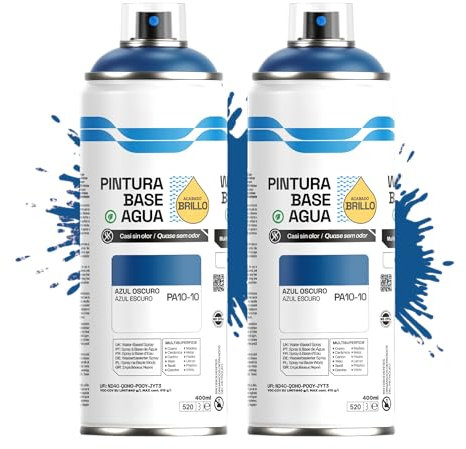 Etrexonline Pintura Spray Ecológica 400ml - Base Agua, Sin Olor - Para Muebles, Metal, Plástico y Madera - Colores Vivos y Permanentes, Cobertura Uniforme - Azul Oscuro, 2 unidades