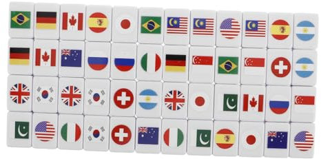 TOYANDONA 48stücke Mahjong-spielset Mit Nationalflagge Mahjong-Steine-Set Farbige Flaggenblöcke Für Einfache Erkennung Robustes Kunststoffmaterial Für Langlebigkeit Geeignet Für Familienpart