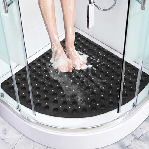 Mofonky Tappetino Doccia Antiscivolo Angolare: 70 x 70 cm Curvo Antimuffa Tappeto Doccia Antiscivolo con Ventose e Fori di Scarico