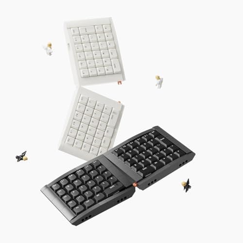 KBDcraft 07Israfel 50% Ergo-Split Low-Profile Mechanical Keyboard, 56-Key Ortho, Lego-Compatible Case, Wired, Linear Switch, Gasket Mount, Hot-Swappable, RGB, QMK, Vial, Full Kit, Black (Black)