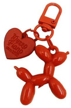 Porte-clés chien ballon, décoration de sac, décoration de voiture, porte-clés couple (rouge)