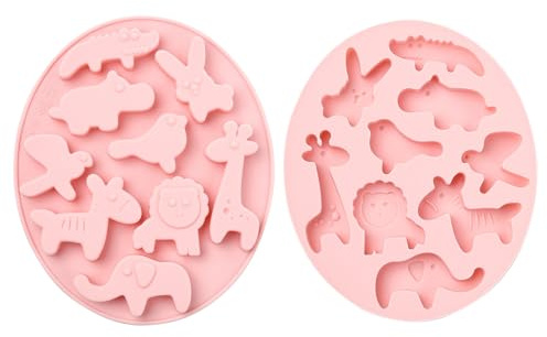 UR URLIFEHALL 2 Pcs Animal Shaped Silicone Moulds Cartoon Bird Giraffe Elephant Fondant Moulds for Baking Food Jelly Candy Biscuit Cake Decor