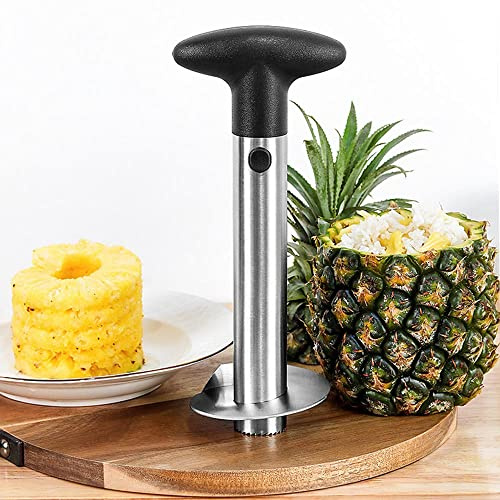Pineapple Corer and Slicer – Durable Stainless Steel Pineapple Core Remover with Thicker Blade, Black Handle – Easy to Use Kitchen Gadget for Pineapple Rings (Black)