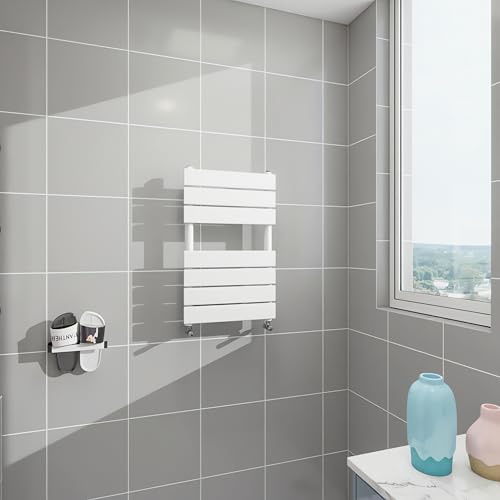Morden Bathroom Flat Panel Heated Towel Rail Radiator,Wall Mounted Central Heating Ladder Rad 650X400mm White