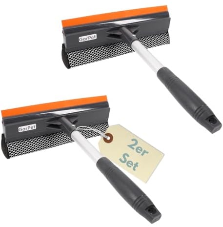 2er Set Glasabzieher mit Silikonlippe und Schwamm Abzieher Dusche Duschabzieher Fensterwischer Scheibenwischer Glaswischer Fensterreiniger Fensterabzieher Profi