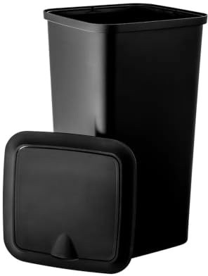 BirnePower Mülleimer Müllbehälter 24L Abfalleimer Biomülleimer mit Deckel Schwarz Papierkorb Abfallbehälter Klappdeckel Höhe 48cm
