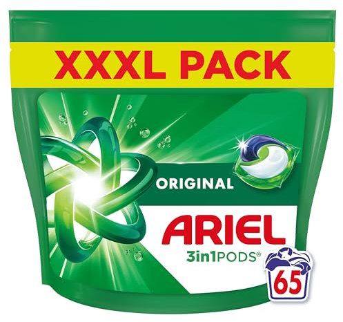 Ariel 3en1 PODS, Lessive Liquide En Capsules 65 Lavages, Original, Élimination Impeccable Des Taches En Un Seul Lavage, Dissolution Rapide Même À Froid