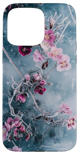 Delicate Pink Flowers Encased in Frosted Layers Case for iPhone 15 Pro Max