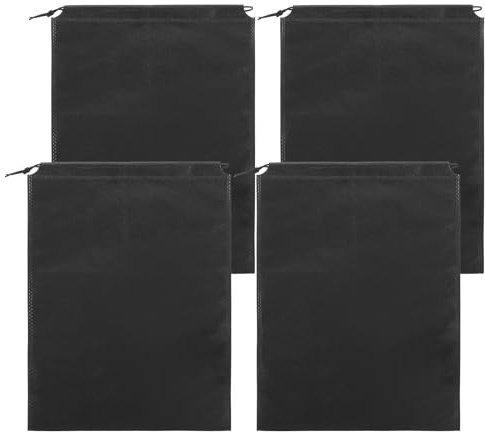 4pcs Schuhsäcke Reise Schuhbeutel Große Tragbare Schuh Taschen Non-Woven Staubdicht Shoe Kordeltasche Aufbewahrungstasche Schuhtaschen Schwarz Schuhsack 40 × 30 cm für Männer Frauen Zuhause Sport