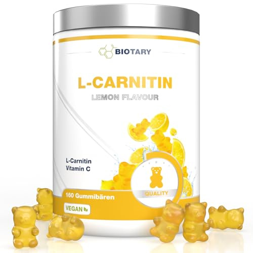 L-Carnitin Gummibärchen 160 Stück 1500 mg pro Tagesportion mit 6 Vitaminen | Vitamin A, B12, C, D, E und K, fruchtiger Geschmack und 80 Tage Vorrat geprüfte Qualität
