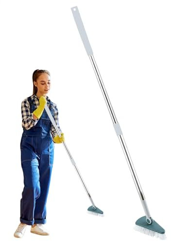 Cepillo de ducha con mango largo para bañera - Ducha para limpiar esquinas | Herramienta de limpieza de baño con mango ergonómico, cepillo de ducha para agua dura, lavado