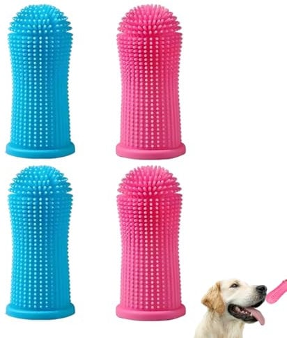KYLOS 4 Spazzolini per Denti di Cani e Gatti - Design 360° in Silicone Morbido per Pulizia Completa - Ideale per Cuccioli e Animali di Piccola Taglia - Set per Igiene Dentale e Prevenzione del Tartaro