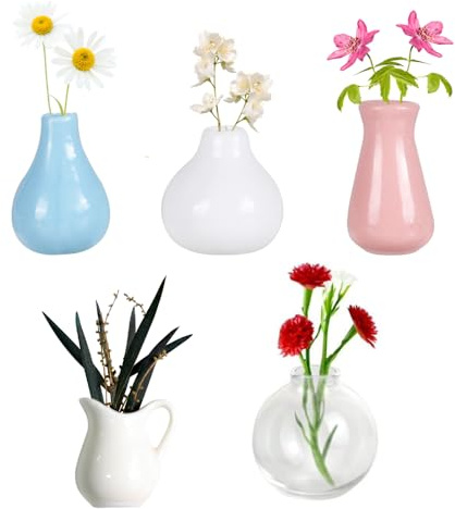 Kühlschrankmagnet in Form Einer Vase, 5/6 Stück 3D Kleine Vasen Kühlschrank Magnetisch, Mini Keramik Blumenvase Magnete für Whiteboard und Gefrierschrank (Pflanzen Nicht Inbegriffen)