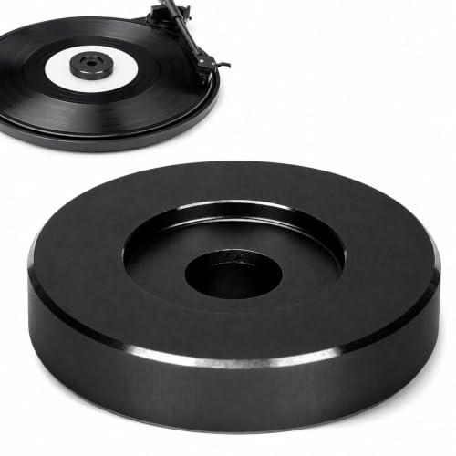 Ouitble Adaptateur de Platine Vinyle 45 Tours, Adaptateur de Serrage Noir en Aluminium pour Disque 7 Pouces (Noir)