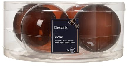Weihnachtskugeln Glas 8cm 4 Stück - matt & glänzend transparent - Große Christbaumkugeln Weihnachtsbaumkugeln für Weihnachten - Christbaumschmuck & Weihnachtsbaumschmuck - Espressobraun transparent