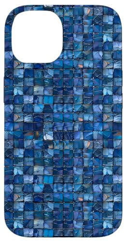 Blue Mosaic Glass Tile Retro Aesthetic Case for iPhone 14