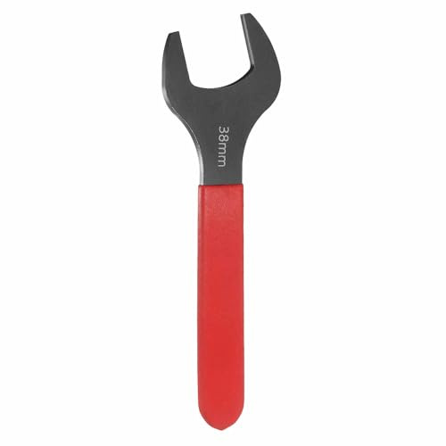 HARFINGTON Single Open End Wrench 38mm Metric 15 Degree Offset Angle U-Shaped Open Ended Spanner Small Flat Head Blackening Wrench with Red Shank for Automotive Repair Furniture Assembly