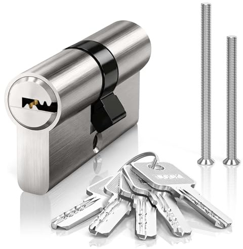 MANICAF Schließzylinder 30/30, Schließzylinder Gleichschließend, Profilzylinder, Zylinderschloss, Euro-Zylinder-Schloss, Schliesszylinder 60mm mit 5 Messing Schlüssel