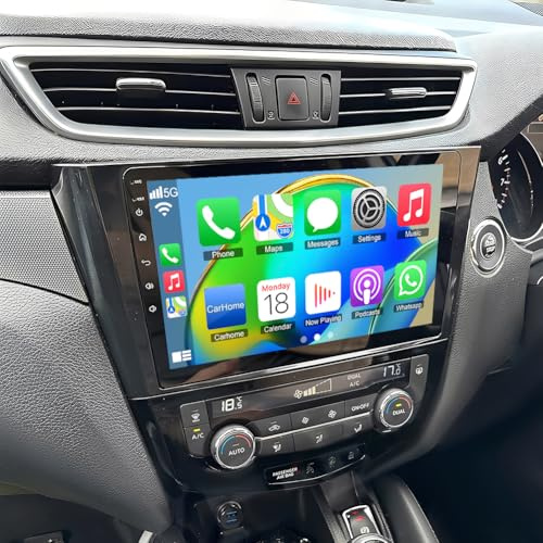 Android 14 Double Din Car Stereo for Nissan Qashqai J11 2013-2017 with CarPlay Wireless Android Auto Sat Nav 10 Inch HD Touch Screen Car Radio Head Unit GPS WiFi FM RDS Bluetooth SWC Backup Camera