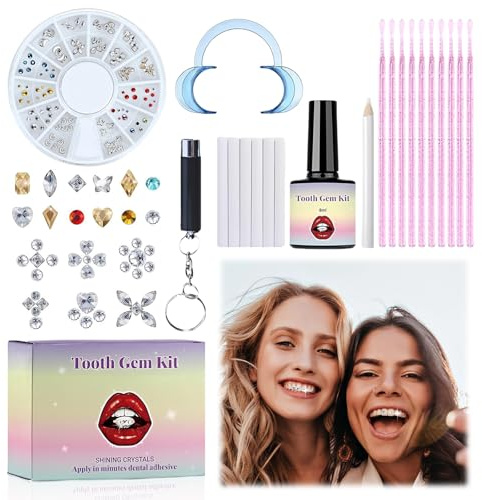 DIY Tooth Gems Kit - Removable Crystal Teeth Decoration for Women, Fashionable Diamond Gems for Cosplay & Party, Shiny Tooth Ornaments Kit