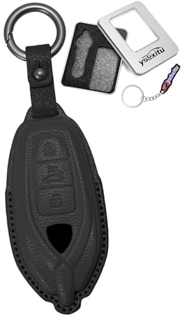 Ysbxitu Coque de clé intelligente avec porte-clés en cuir - Idée cadeau - Convient pour Lamborghini Urus Huracán Revuelto Gallardo Aventador Daniel 2019-2025 - Anti-rayures - Noir