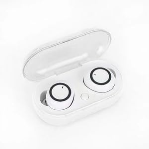 Y50 TWS - Auriculares inalámbricos Bluetooth V5.0, control táctil, estéreo binaural intraural, con estuche de carga, pantalla LED, color blanco con anillo negro