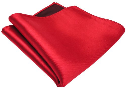 TigerTie gewebtes Designer Satin Seideneinstecktuch in verkehrsrot Uni einfarbig - Pochette 30 x 30 cm - Einstecktuch 100% reine Seide