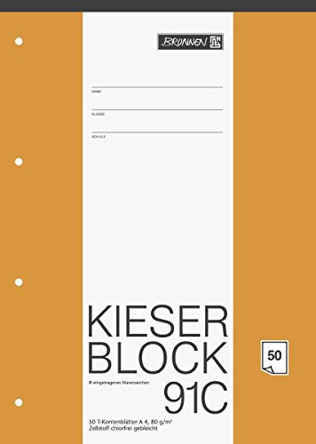 3er Pack Brunnen 91C A4 Kieserblock T-Konten 50 Blatt