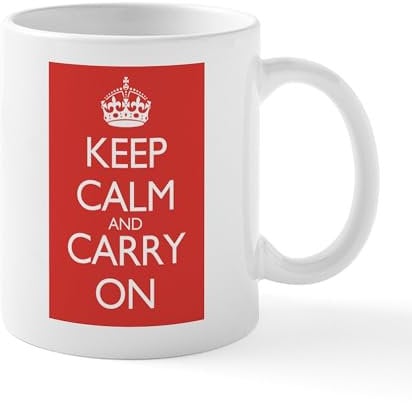 CafePress Large Mug Double Red Keep Calm and Carry On Mugs 11 oz (325 ml) Ceramic Coffee Mug
