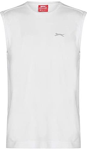 Slazenger Mens Sleeveless T Shirt Tank Round Neck Vest Top Clothing Wear White M