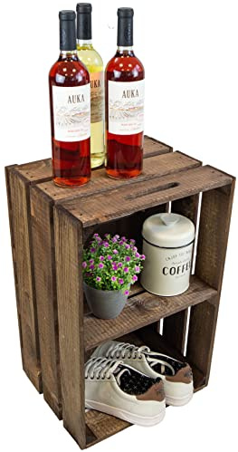 Neue stabile Obstkiste Stiege, Apfelkiste, Weinkiste aus dem Alten Land Natur 54x35x30 cm (Palisander mit Mittelbrett quer)