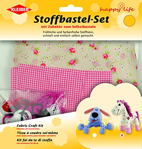 Kleiber + Co.GmbH 93346 Stoffbastelset/Pferd, 100% Polyester, beige, rosa geblühmt, 22 x 22 x 2,5 cm