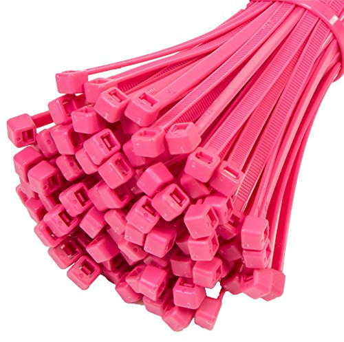 200x Strong Fluorescent Pink Cable Ties (300mm x 4.8mm)