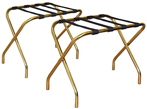 Harbour Housewares 2X Or Pliant Porte-Bagages en Métal - Portable Pliable Niveau Unique Maison Chambre Valise Voyage Coffre Support de Stockage