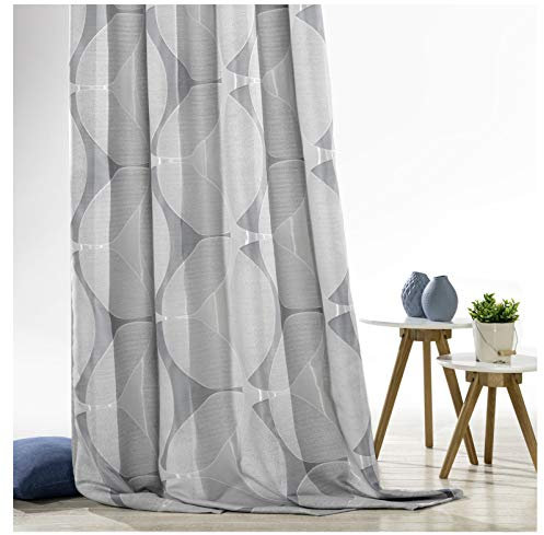 heimtexland ® Ösenschal Dekoschal Silber grau Blickdicht 245 x 140 cm Gardine modern aus hochwertigem Jacquard Gewebe Vorhang Typ560