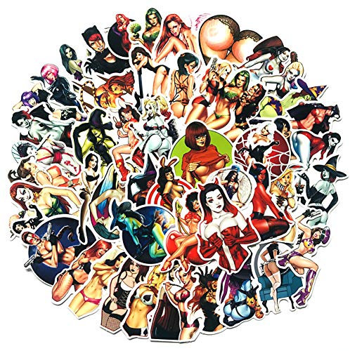 Sexy Lady Women Pin Up Girl Men Vinyl Stickers for Adult Laptop Skateboard Motorcycle Car Bike Luggage Trolley Case Decoration Waterproof Decals Sun-Proof 50 PCS Stickers Pack