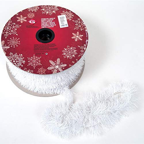 Festone Natale Ghirlanda Orpello Lucido 50 mt Bianco Striscione Diametro 5cm Filo Decorazione Ciniglia Fuori Porta Natalizie Decorazione Addobbi per Negozi,Case, Giardino, Esterni
