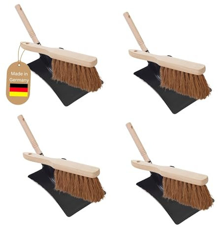 Novaliv Ensemble de pelles à balayage en métal noir laqué avec poils souples en fibre de coco et pelle